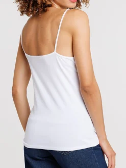 Débardeur col V blanc femme