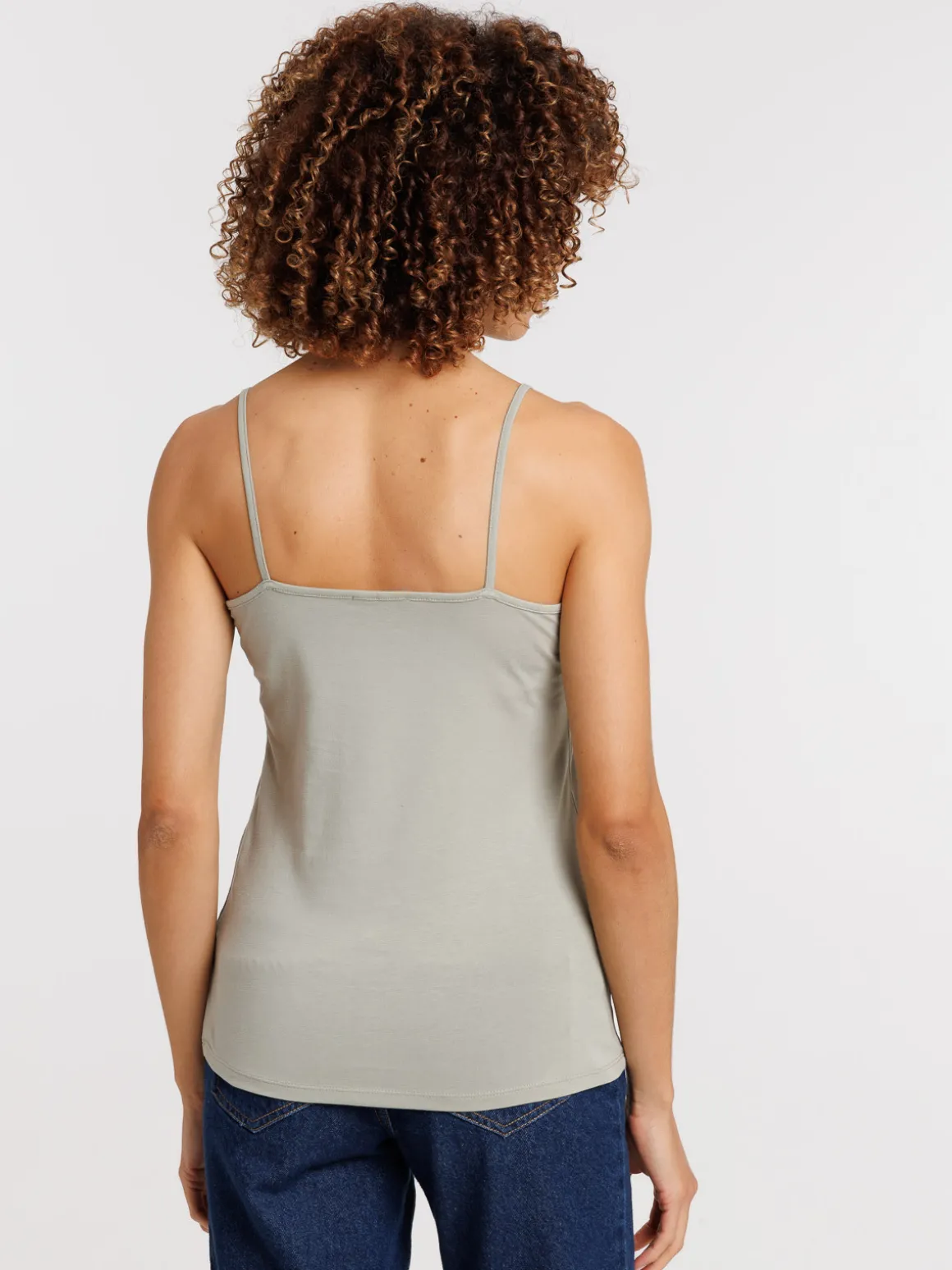 Débardeur col V mousse clair femme