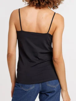 Débardeur col V noir femme