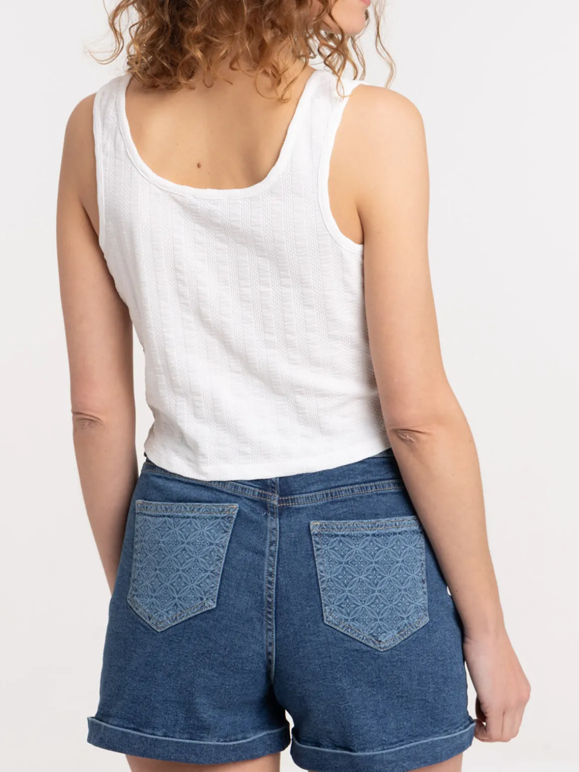 Débardeur court blanc femme