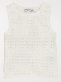 Débardeur crochet écru fille (3-12A)