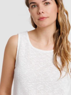 Débardeur écru col rond femme
