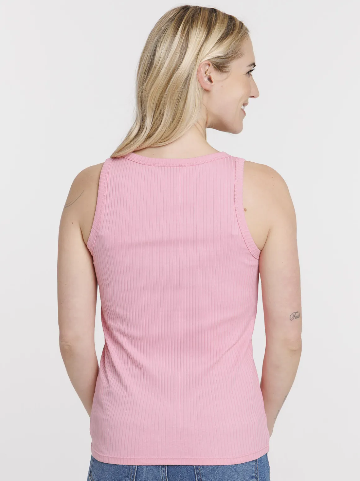 Débardeur côtelé rose femme