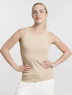 Débardeur côtelé tahini femme
