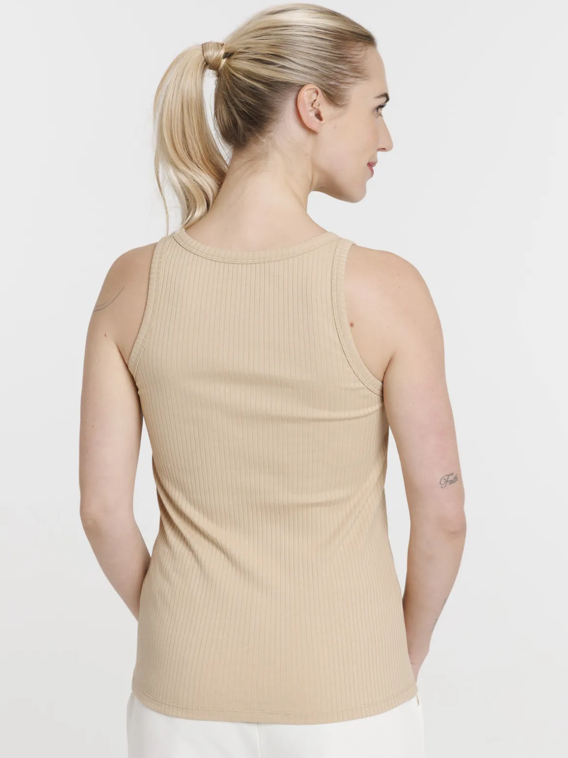 Débardeur côtelé tahini femme
