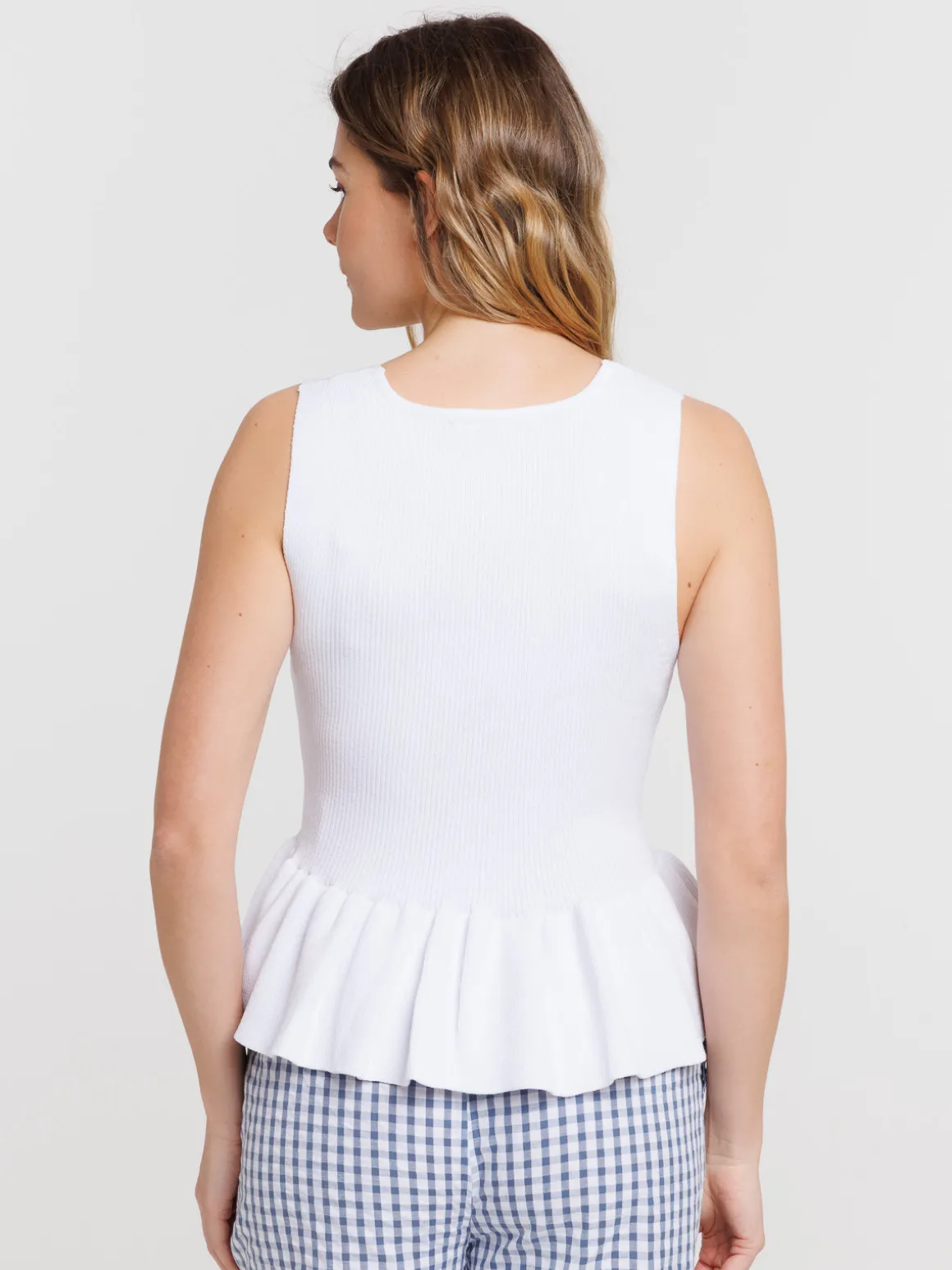 Débardeur femme blanc coupe basque
