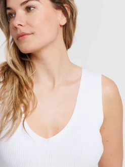 Débardeur femme blanc coupe basque