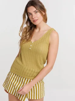 Débardeur femme olivette col boutonné
