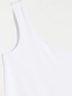 Débardeur large bretelle blanc femme