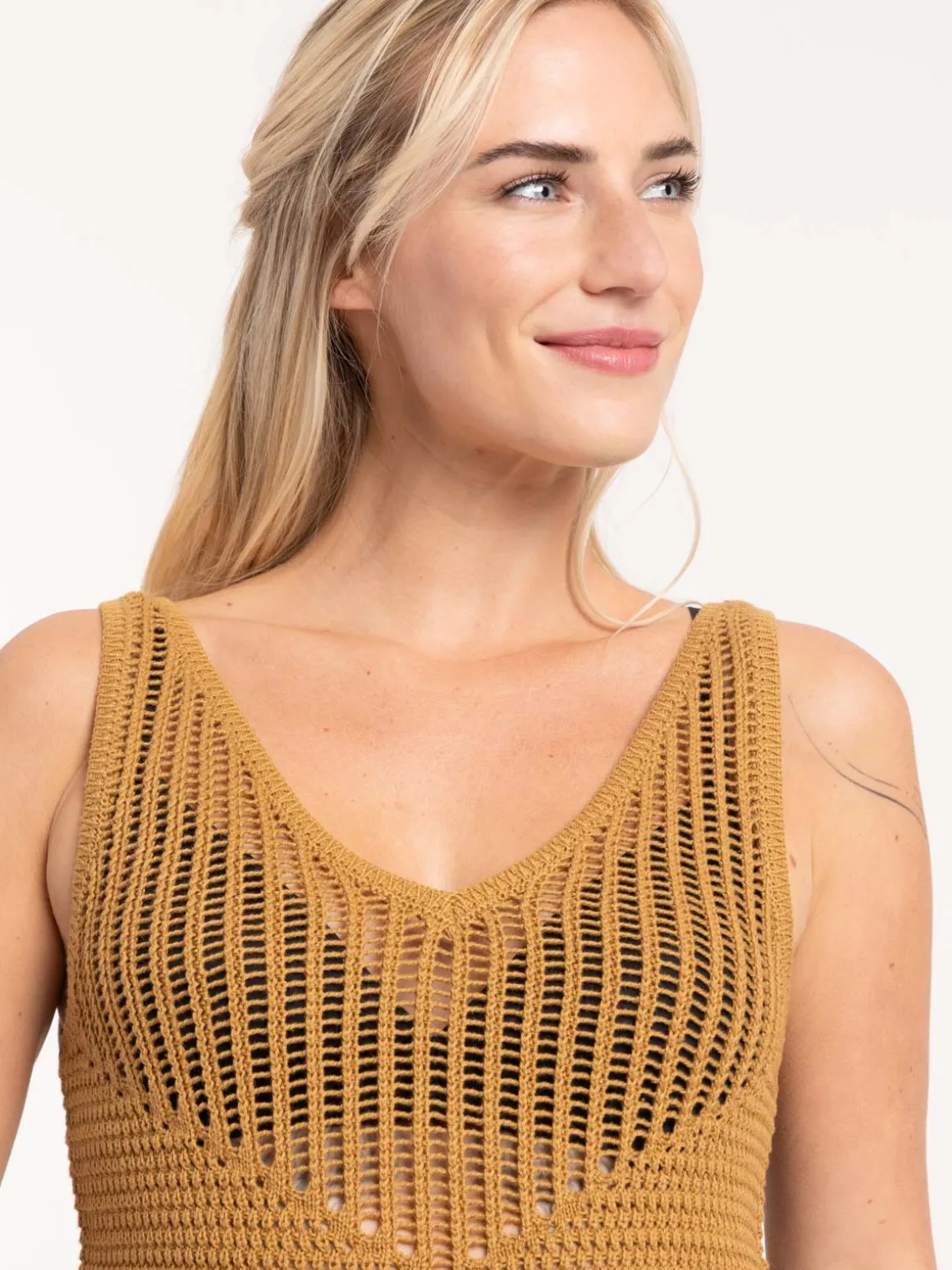 Débardeur maille crochet femme