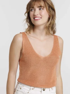 Débardeur orange sorbet brillant femme