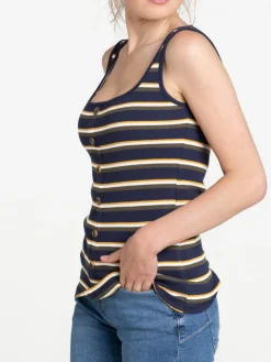 Débardeur rayures détails boutons femme
