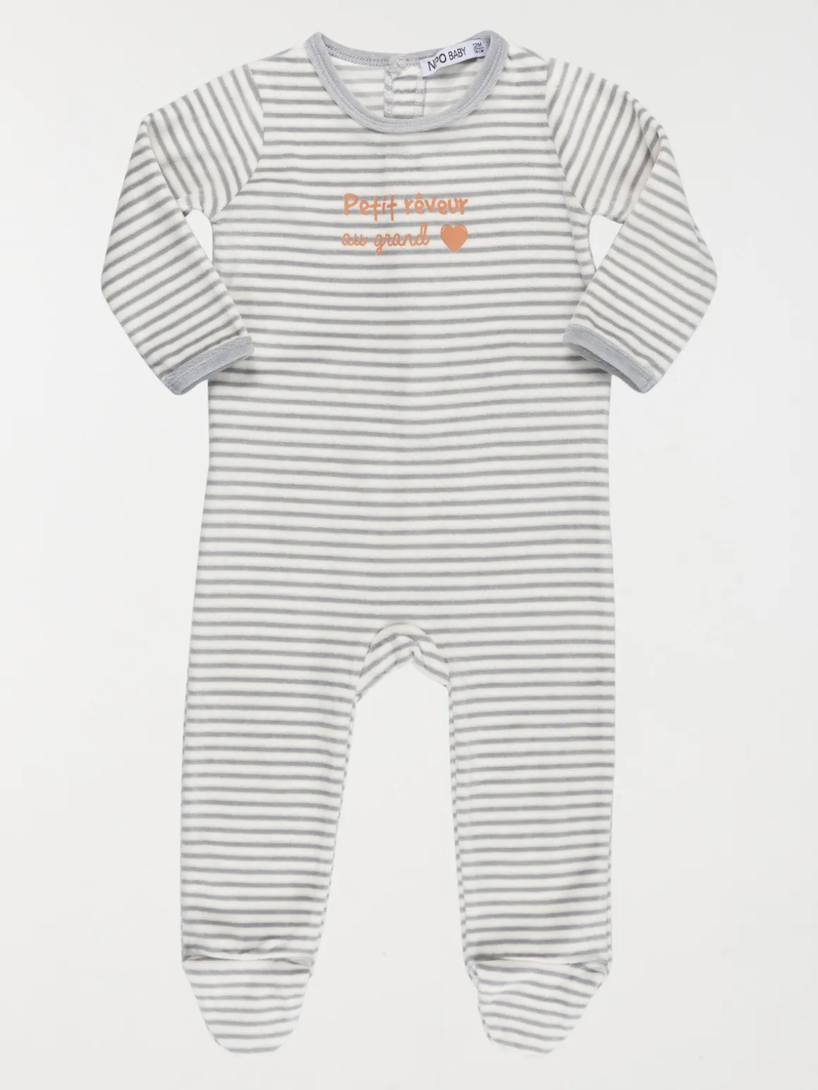 Dors-bien velours rayé garçon (3-24M)