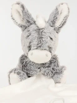 Doudou forme mouchoir âne gris bébé