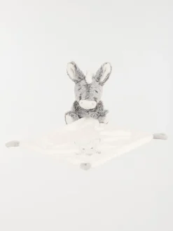 Doudou forme mouchoir âne gris bébé