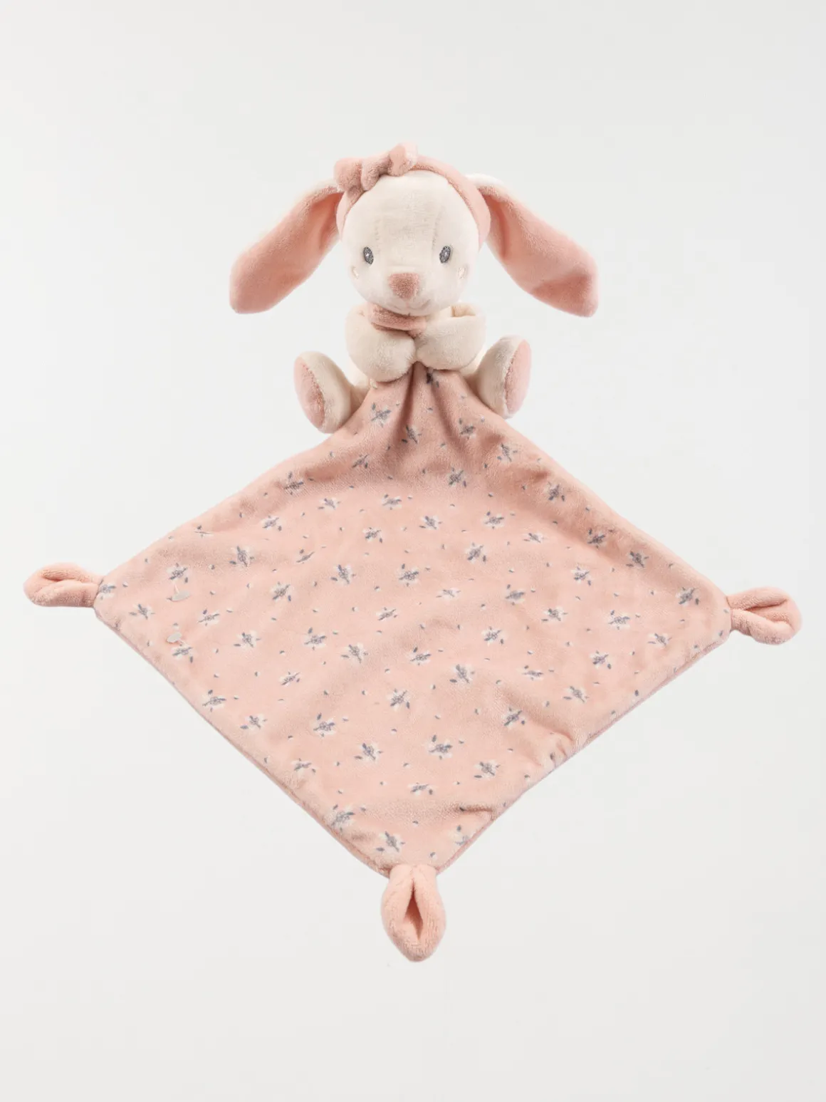 Doudou mouchoir naissance lapin rose