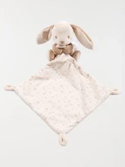 Doudou mouchoir naissance lapin beige
