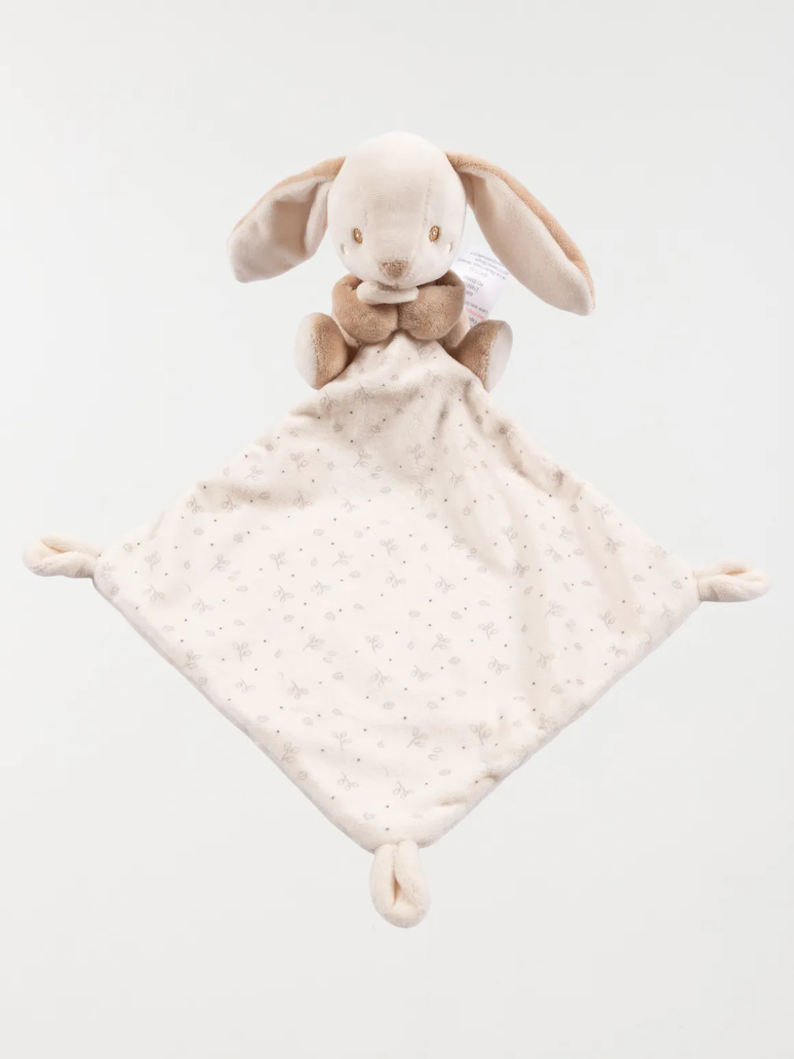 Doudou mouchoir naissance lapin beige