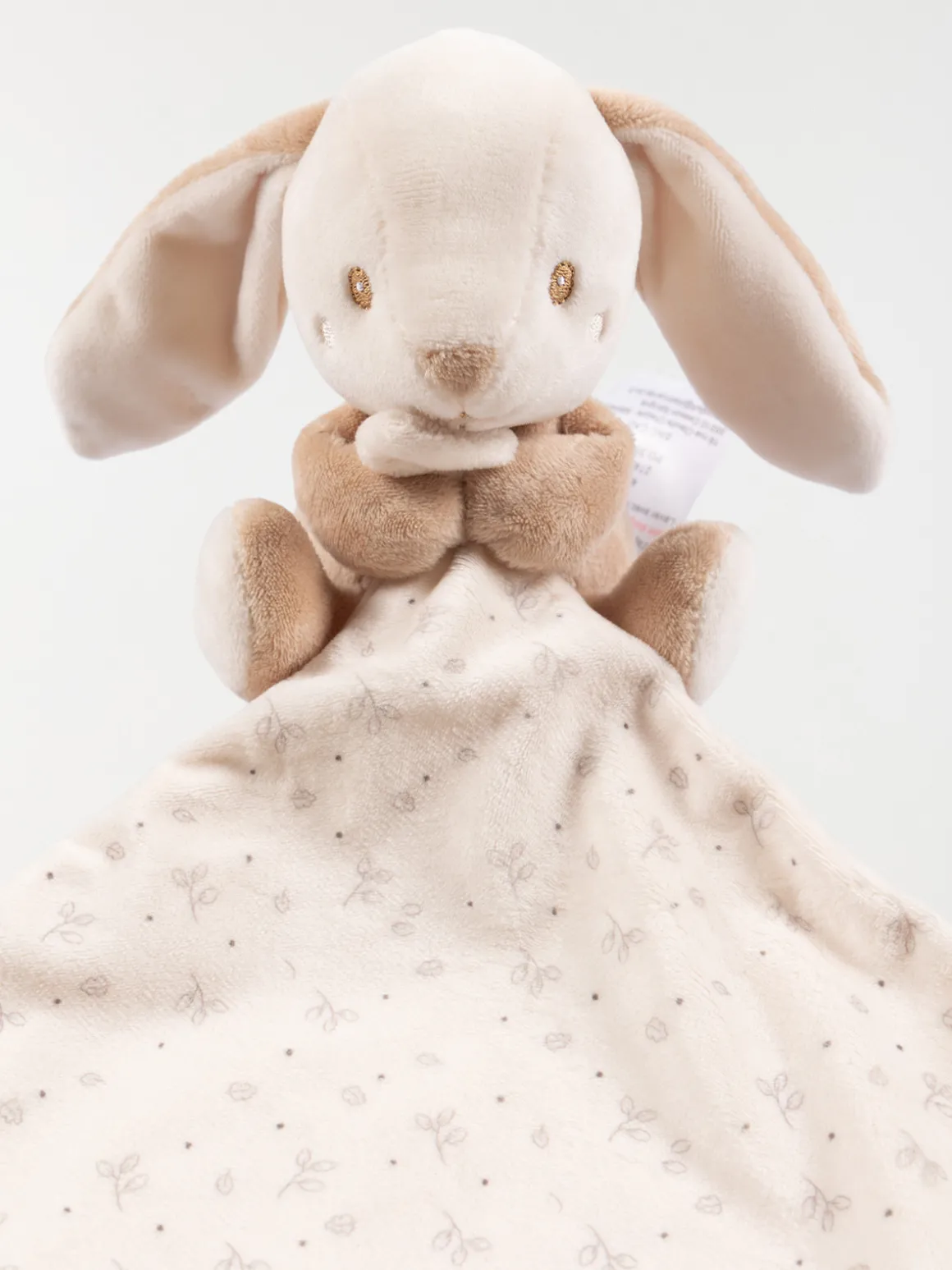 Doudou mouchoir naissance lapin beige