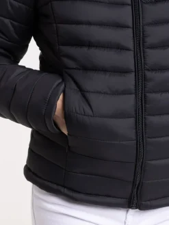 Doudoune à capuche noire femme