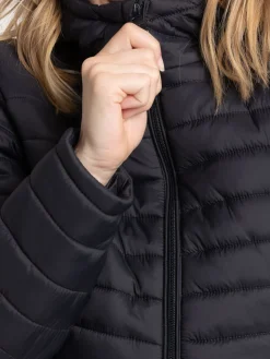 Doudoune à capuche noire femme