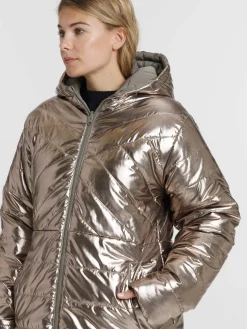 Doudoune à capuche réversible femme