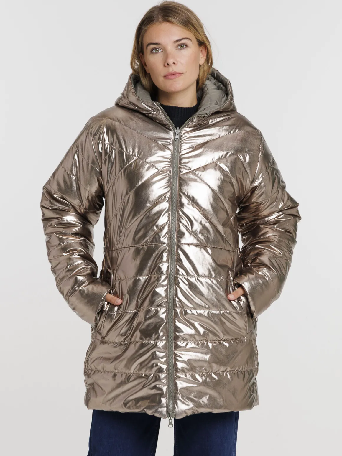 Doudoune à capuche réversible femme