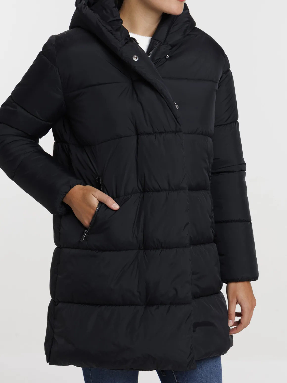 Doudoune mi-longue noire femme