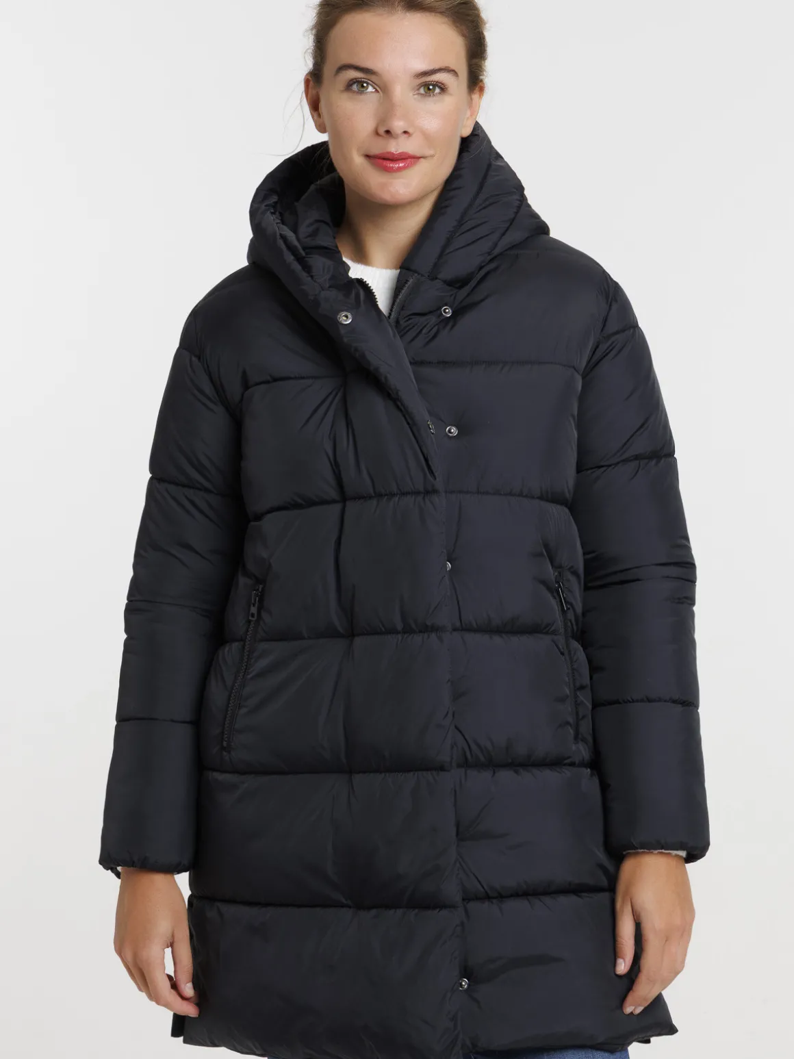Doudoune mi-longue noire femme