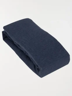 Drap housse jersey 140x190 cm bleu chiné