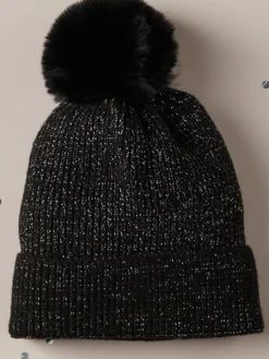 Ensemble noir bonnet et écharpe femme