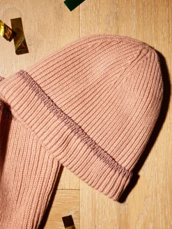 Ensemble rose bonnet et écharpe fille