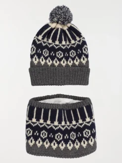 Ensemble snood ert bonnet garçon