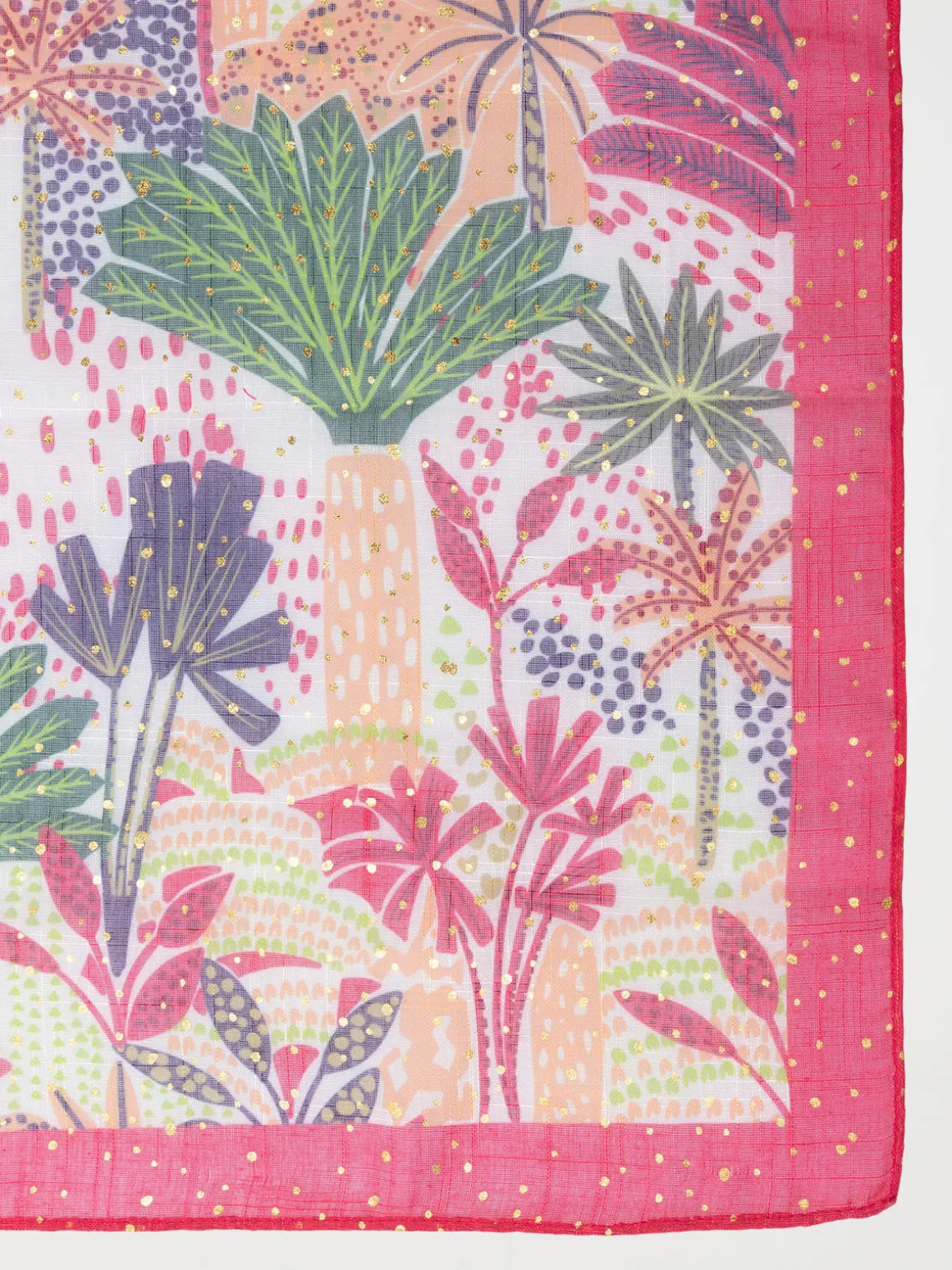 Foulard femme rose fiesta motif tropical