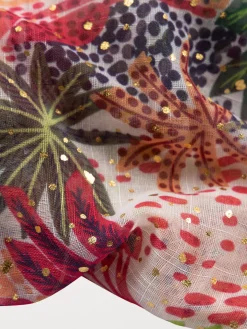 Foulard femme rose fiesta motif tropical