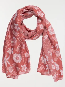 Foulard fleuri femme terre de sienne