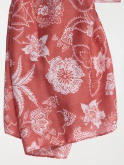 Foulard fleuri femme terre de sienne