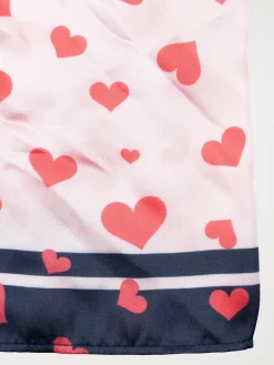 Foulard satiné coeurs rouges femme