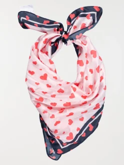 Foulard satiné coeurs rouges femme