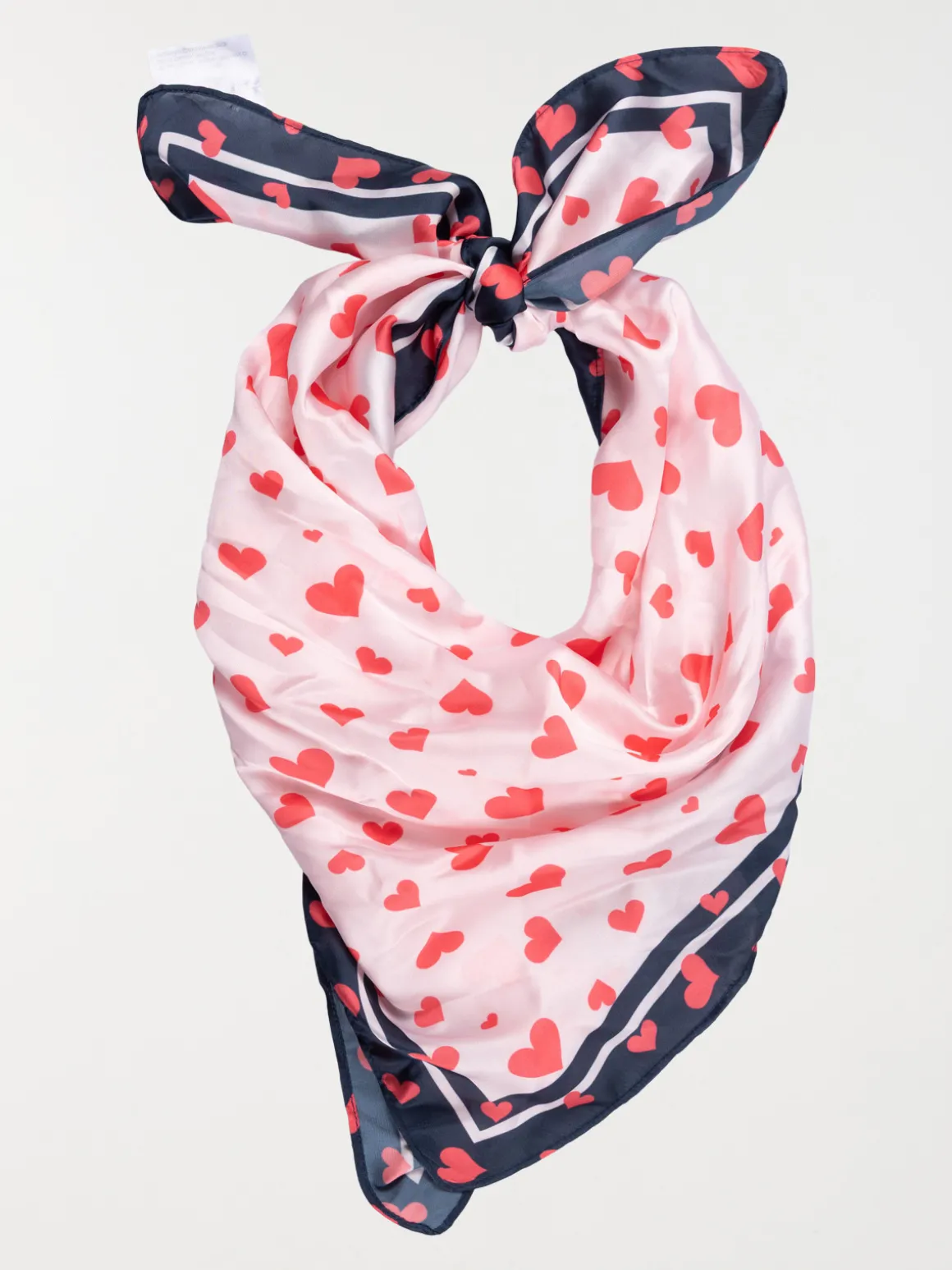 Foulard satiné coeurs rouges femme