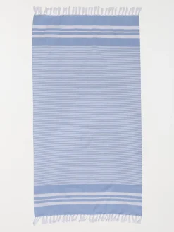 Fouta rayée bleue 80 x 150 cm