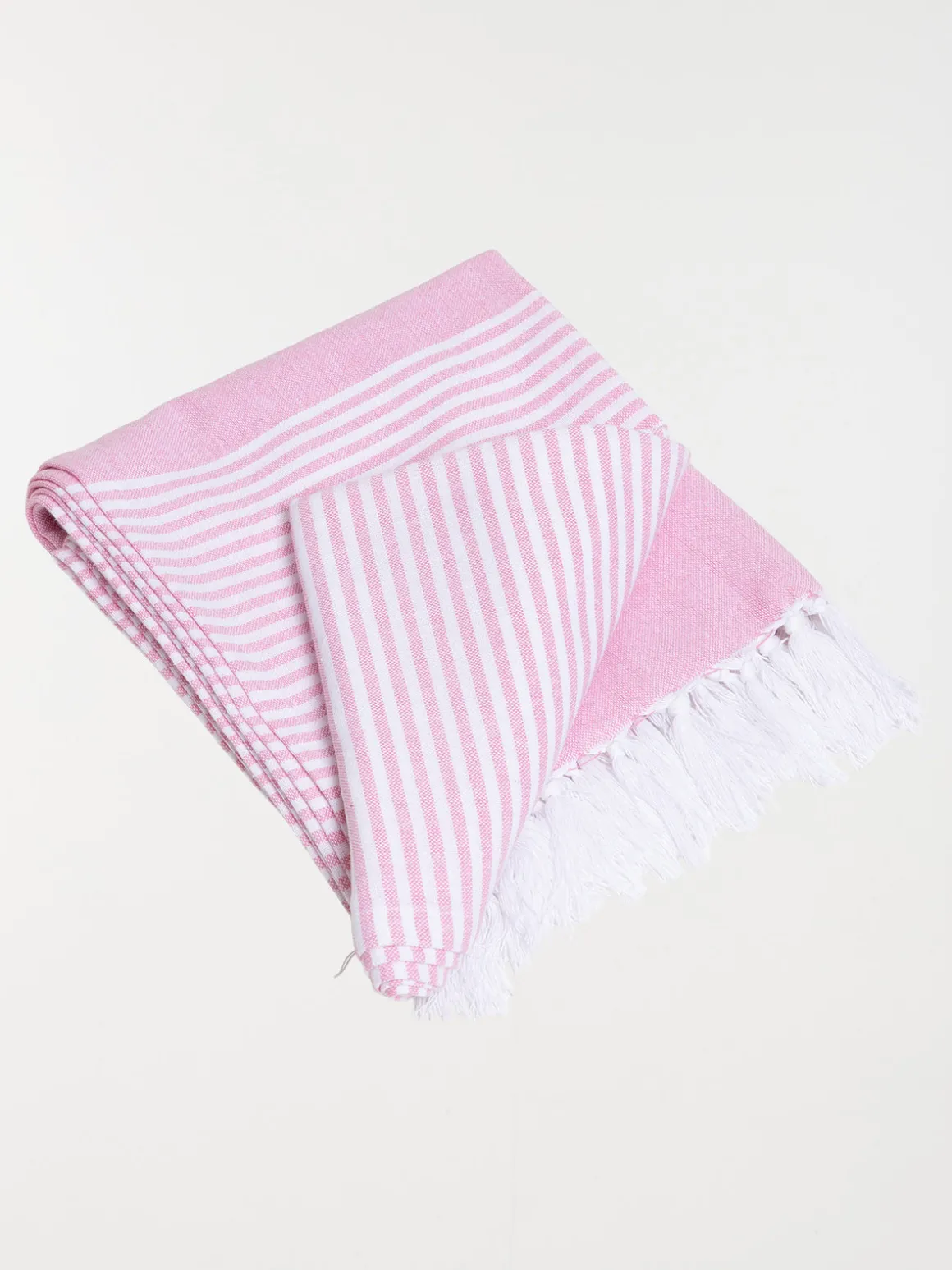 Fouta rayée rose 80 x 150 cm