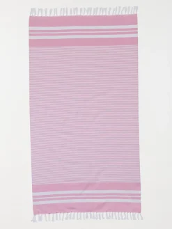 Fouta rayée rose 80 x 150 cm