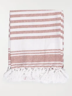 Fouta rayée terracotta femme 80 x 150 cm