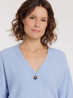 Gilet basique boutonné calm blue femme