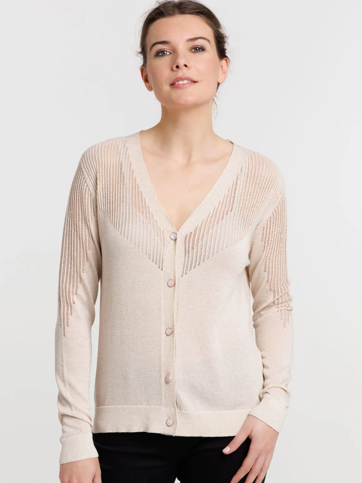 Gilet boutonné brillant femme