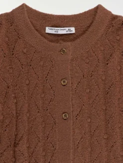 Gilet boutonné cacao chaud fille (3-12A)