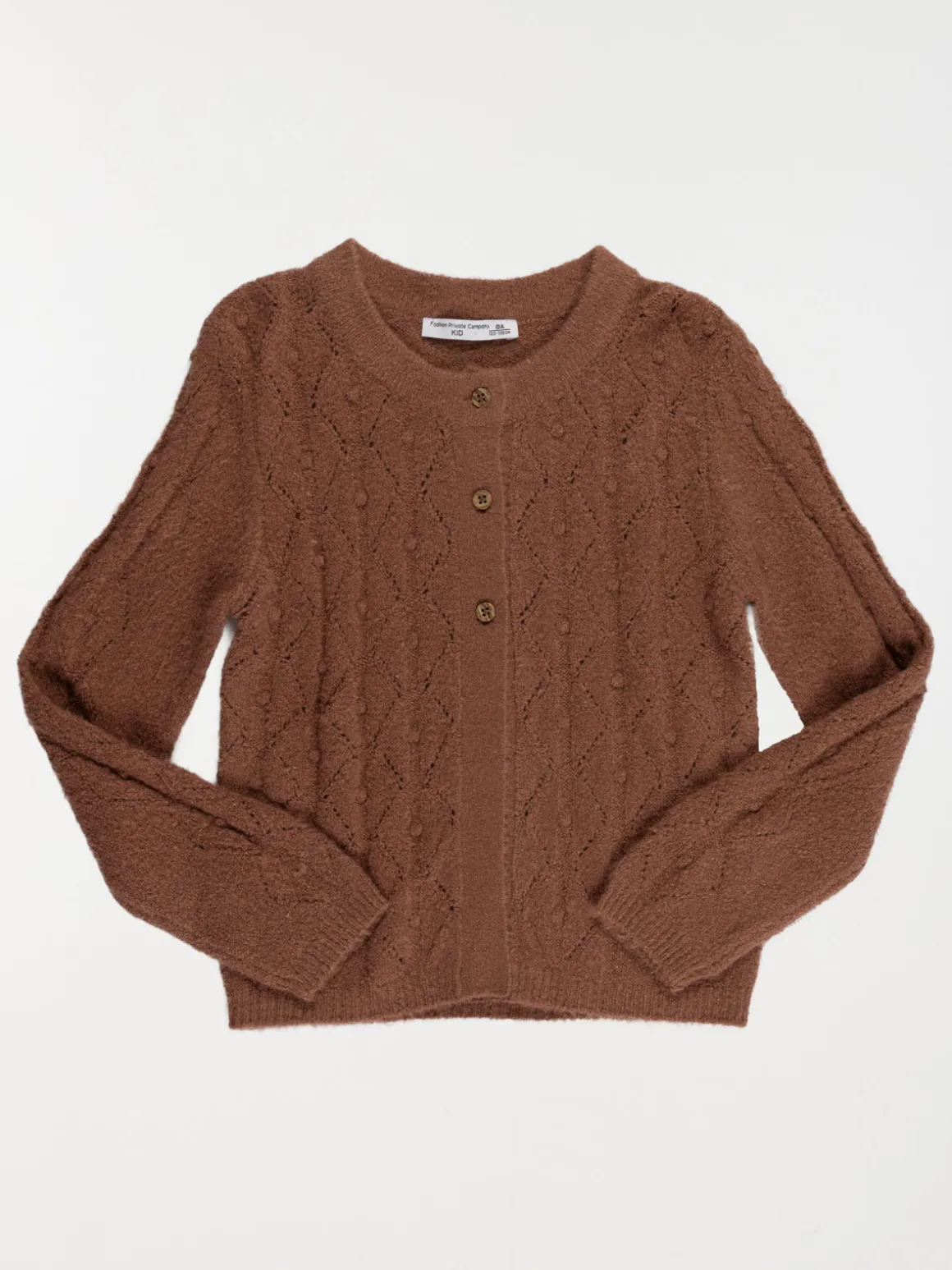 Gilet boutonné cacao chaud fille (3-12A)