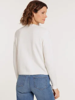 Gilet boutonné col rond et volants femme