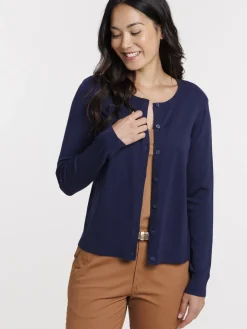 Gilet boutonné col rond femme